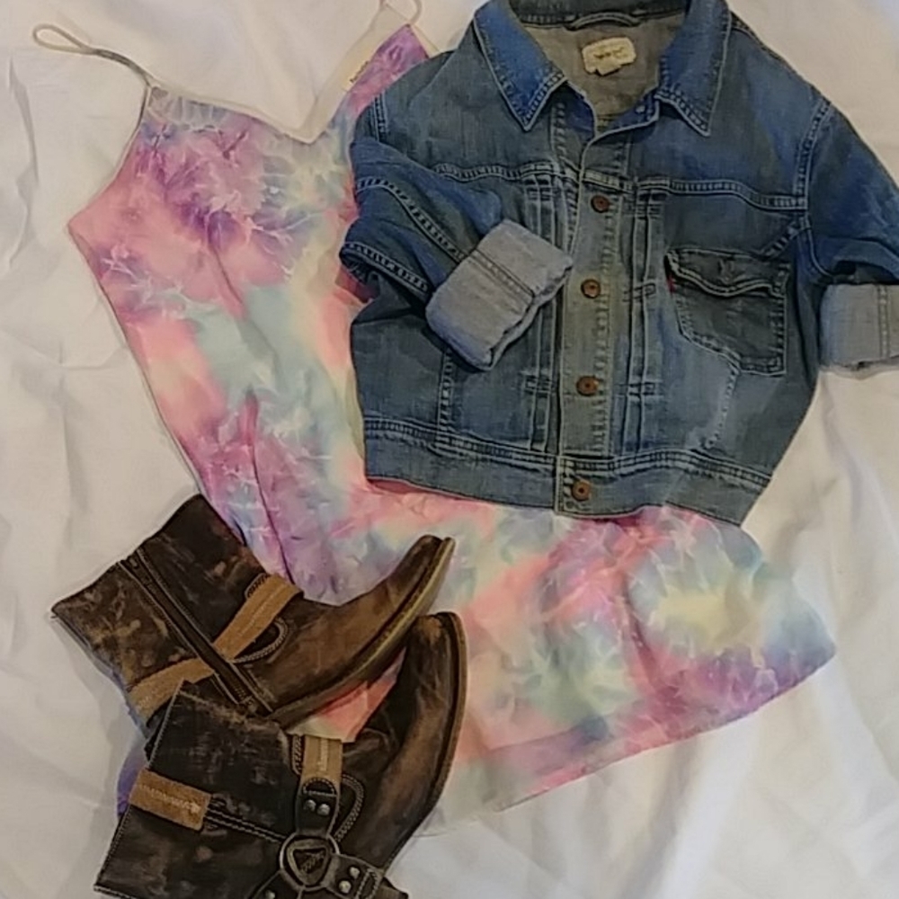 Fascination Used mini tie dye strappy dress large